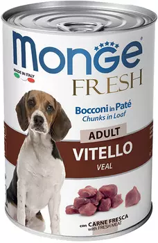 Monge Fresh Adult Dog Chunks In Loaf для взрослых собак мясной рулет с телятиной (400 гр х 24 шт)