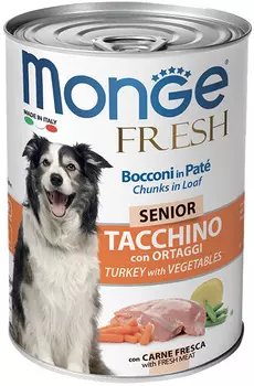 Monge Fresh Senior Dog Chunks In Loaf для пожилых собак мясной рулет с индейкой и овощами (400 гр х 24 шт)