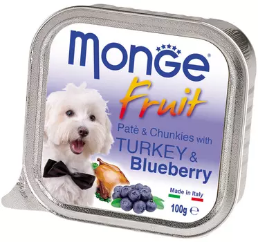 Monge Fruit Dog для взрослых собак паштет с индейкой и черникой (100 гр х 32 шт)