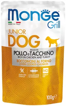 Monge Grill Pouch Puppy &amp; Junior для щенков с курицей и индейкой (100 гр х 24 шт)