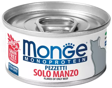 Monge Monoprotein Cat монобелковые для взрослых кошек хлопья с говядиной (80 гр х 24 шт)