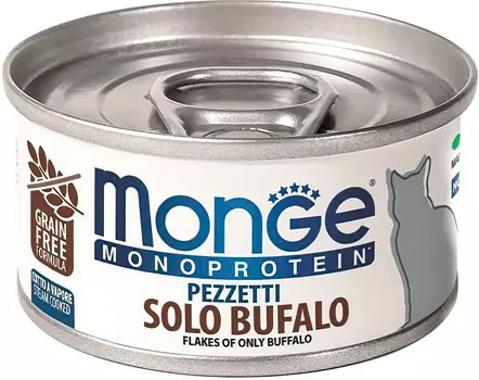 Monge Monoprotein Cat монобелковые для взрослых кошек хлопья с мясом буйвола (80 гр х 24 шт)