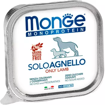 Monge Monoprotein Solo Dog монобелковые для взрослых собак паштет с ягненком 70014151bs (150 гр х 24 шт)