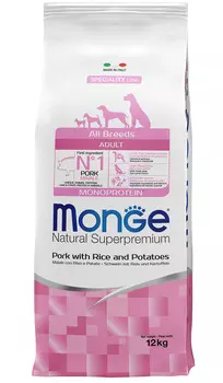 Monge Speciality Dog для взрослых собак всех пород со свининой, рисом и картофелем (12 кг)