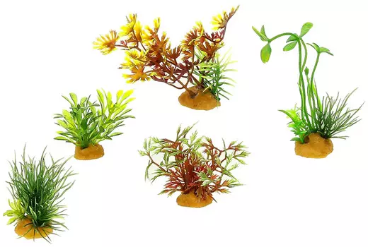 Набор пластиковых растений для аквариума Prime Pr-70610 уп. 5 шт (1 уп)