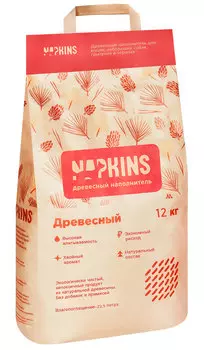 Napkins наполнитель древесный для туалета кошек (12 кг)