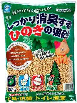 Наполнитель комкующийся Premium Pet Japan древесный с хиноки для туалета кошек (7 л)