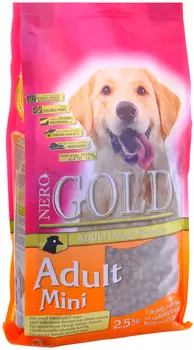 Nero Gold Dog Adult Mini для взрослых собак маленьких пород с курицей и рисом (2,5 кг)
