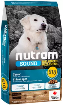 Nutram Sound Balanced Wellness S10 Dog Senior для пожилых собак с курицей и овсянкой (11,4 кг)