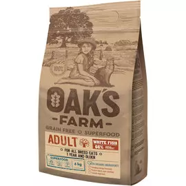 Oak's Farm Grain Free White Fish Adult Cat беззерновой для взрослых кошек с белой рыбой (2 кг)