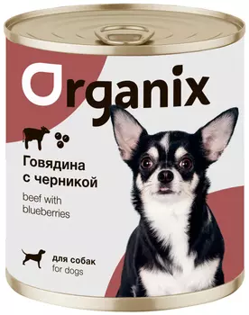Organix для взрослых собак заливное из говядины с черникой (100 гр х 24 шт)