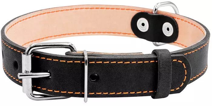 Ошейник кожаный для собак двойной черный 25 мм 38 – 50 см Collar (1 шт)