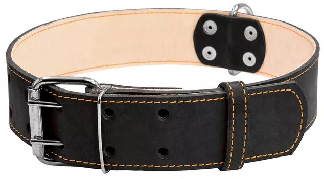 Ошейник кожаный для собак двойной черный 45 мм 56 – 68 см Collar (1 шт)