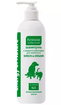 пчелодар блеск и объем шампунь для собак и кошек с медом и алоэ вера 350 мл (1 шт)