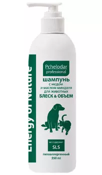 пчелодар блеск и объем шампунь для собак и кошек с медом и маслом миндаля 350 мл (1 шт)