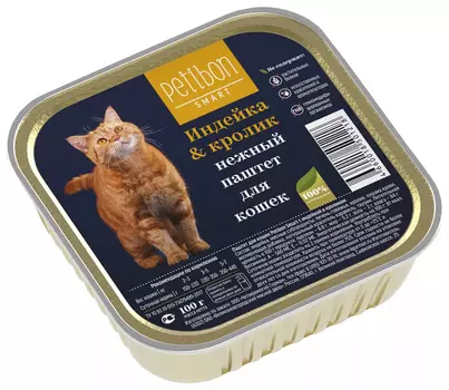 Petibon Smart для кошек паштет с индейкой и кроликом (100 гр х 24 шт)
