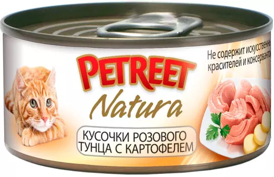 Petreet Natura для взрослых кошек с тунцом и картофелем (70 гр х 12 шт)
