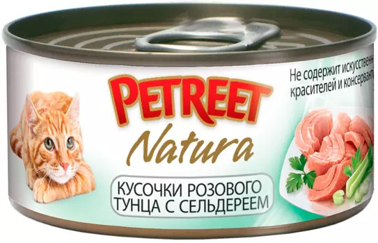 Petreet Natura для взрослых кошек с тунцом и сельдереем (70 гр х 12 шт)