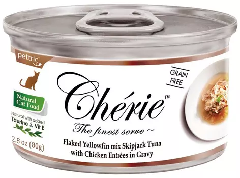 Pettric Cherie Adult Cat Grain Free Tuna &amp; Chicken беззерновые для взрослых кошек с тунцом и курицей в подливе (80 гр х 24 шт)