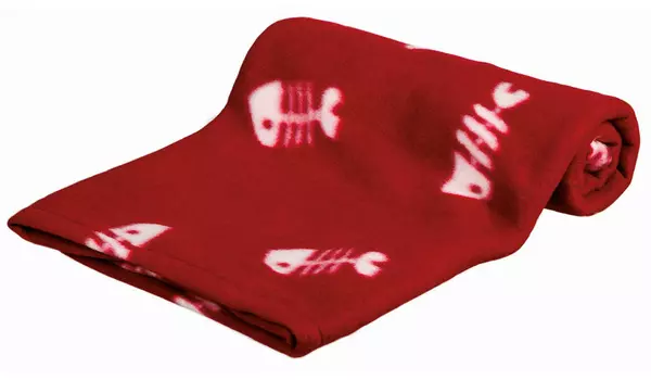 Подстилка плед для собак Trixie Beany Рыбьи косточки флис бордовая 100 х 70 см (1 шт)