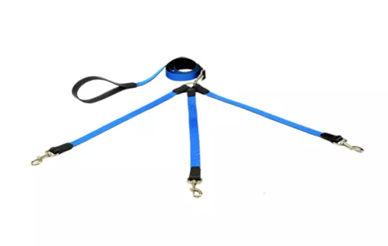 Поводок с тройной своркой для собак 20 мм Зооник капроновая лента 1,5 м (1 шт)