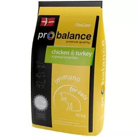 Probalance Cat Immuno для взрослых кошек с курицей и индейкой (1,8 + 1,8 кг)