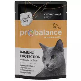 Probalance Cat Immuno Protection для взрослых кошек с говядиной в соусе (85 гр х 25 шт)