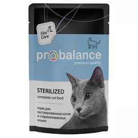 Probalance Cat Sterilized для взрослых кастрированных котов и стерилизованных кошек с курицей 66935 (85 гр)
