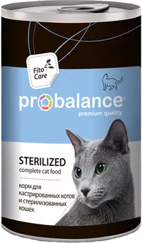 Probalance Cat Sterilized для взрослых кастрированных котов и стерилизованных кошек с курицей 70062 (415 гр х 12 шт)