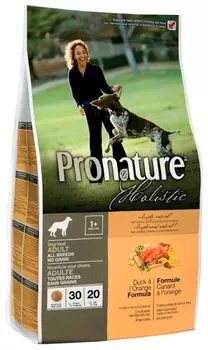 Pronature Holistic Dog Adult All Breeds No Grain беззерновой для взрослых собак всех пород с уткой и апельсином (13,6 кг)
