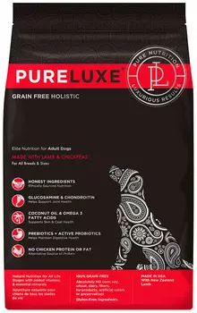 Pureluxe элитное питание монобелковый для взрослых собак всех пород с ягненком и нутом (1,81 кг)