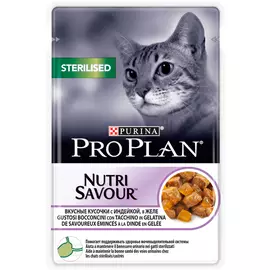 Purina Pro Plan Cat Adult Sterilised Turkey для взрослых кастрированных котов и стерилизованных кошек с индейкой в желе (85 гр х 24 шт)