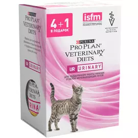 Purina Veterinary Diets Ur St/ox Urinary набор паучей для взрослых кошек при мочекаменной болезни с курицей и рыбой 4 + 1 шт (1 уп)
