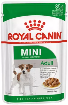 Royal Canin Mini Adult для взрослых собак маленьких пород в соусе (85 гр х 12 шт)