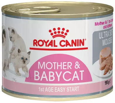 Royal Canin Mother &amp; Babycat для котят до 4 месяцев, беременных и кормящих кошек мусс (195 гр х 12 шт)