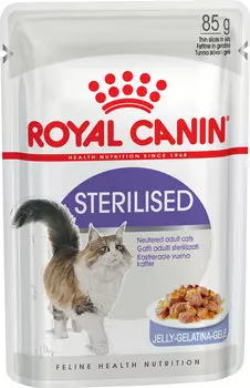Royal Canin Sterilised для взрослых кастрированных котов и стерилизованных кошек в желе (85 гр х 24 шт)