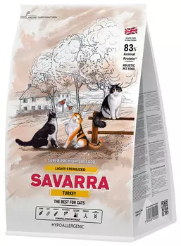 Savarra Adult Cat Light/sterilized диетический для взрослых кастрированных котов и стерилизованных кошек с индейкой (6 кг)