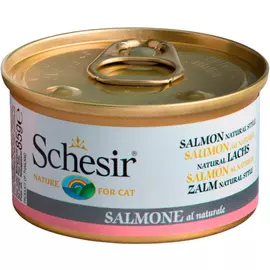 Schesir Cat Salmon Natural Style Dinner для взрослых кошек с лососем в собственном соку (85 гр х 14 шт)