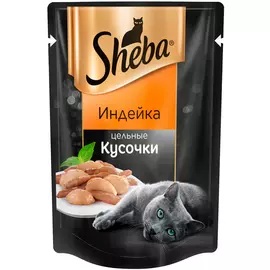 Sheba для взрослых кошек цельные кусочки с индейкой (80 гр х 24 шт)