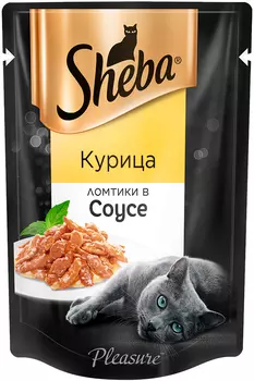 Sheba Pleasure для взрослых кошек ломтики в соусе с курицей (85 гр х 24 шт)