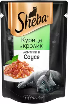 Sheba Pleasure для взрослых кошек ломтики в соусе с курицей и кроликом (85 гр х 24 шт)