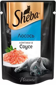 Sheba Pleasure для взрослых кошек ломтики в соусе с лососем (85 гр х 24 шт)