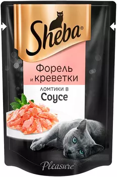 Sheba Pleasure для взрослых кошек с форелью и креветками в соусе (85 гр х 24 шт)