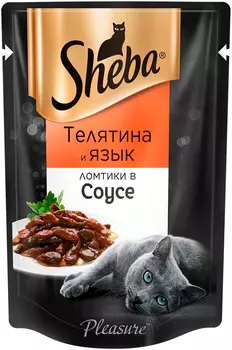 Sheba Pleasure для взрослых кошек с телятиной и языком в соусе (85 гр х 24 шт)