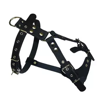 Шлейка для собак № 0 водильная кожаная черная 70 - 87 см x 25 мм Аркон (1 шт)