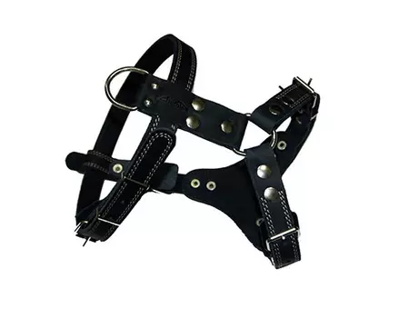 Шлейка для собак № 2 водильная кожаная черная 80 - 98 см x 25 мм Аркон (1 шт)