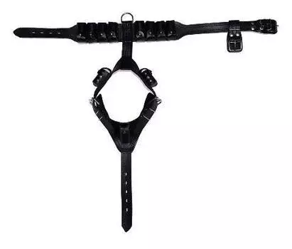 Шлейка с грузом утяжеленная № 5 кожаная черная 3,5 см х 95 см ZooMaster (1 шт)