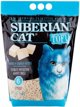 сибирская кошка тофу наполнитель комкующийся для туалета кошек оригинальный (6 л)