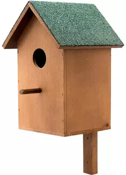Скворечник Дарэлл с двускатной крышей темно-коричневый малый 18 х 20 х 34 см (1 шт)
