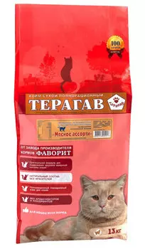 терагав мясное ассорти для взрослых кошек (13 кг)